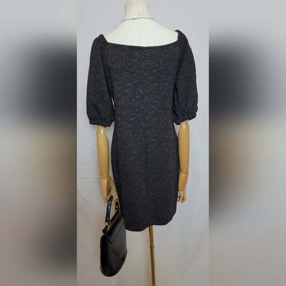Free People Mini Dress Black Sunset Puff Sleeve Jacquard Knit, Size M - Picture 4 of 6